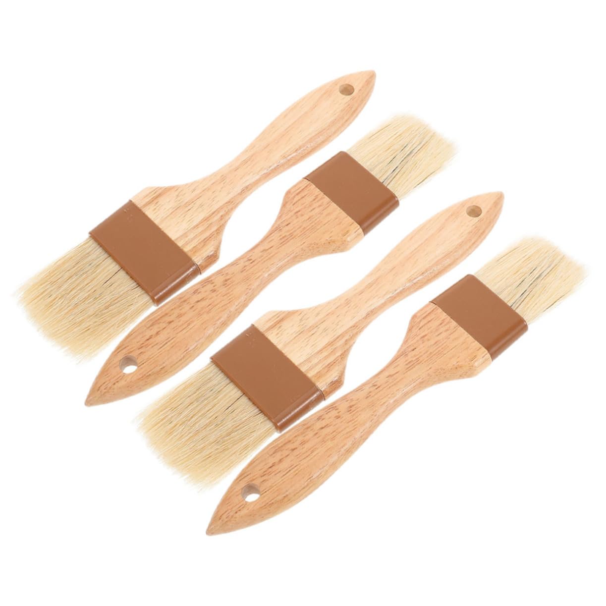 OFFSCH 4pcs Portable Basting Brush with Wooden Handle for Bbq Baking and Cooking Oil Brushes for Marinade and Sauce Application