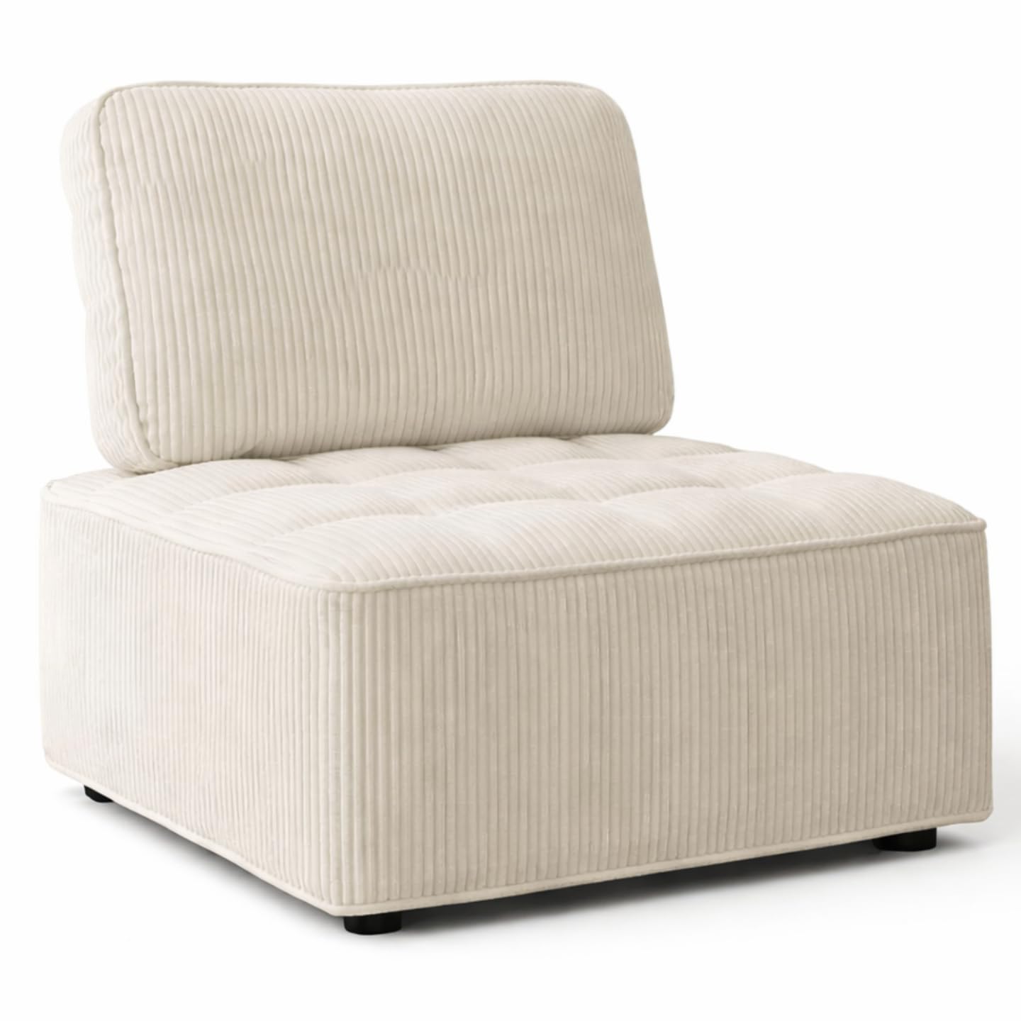 IDMarket - Módulo de sofá y sillón Alfie de pana, color beige