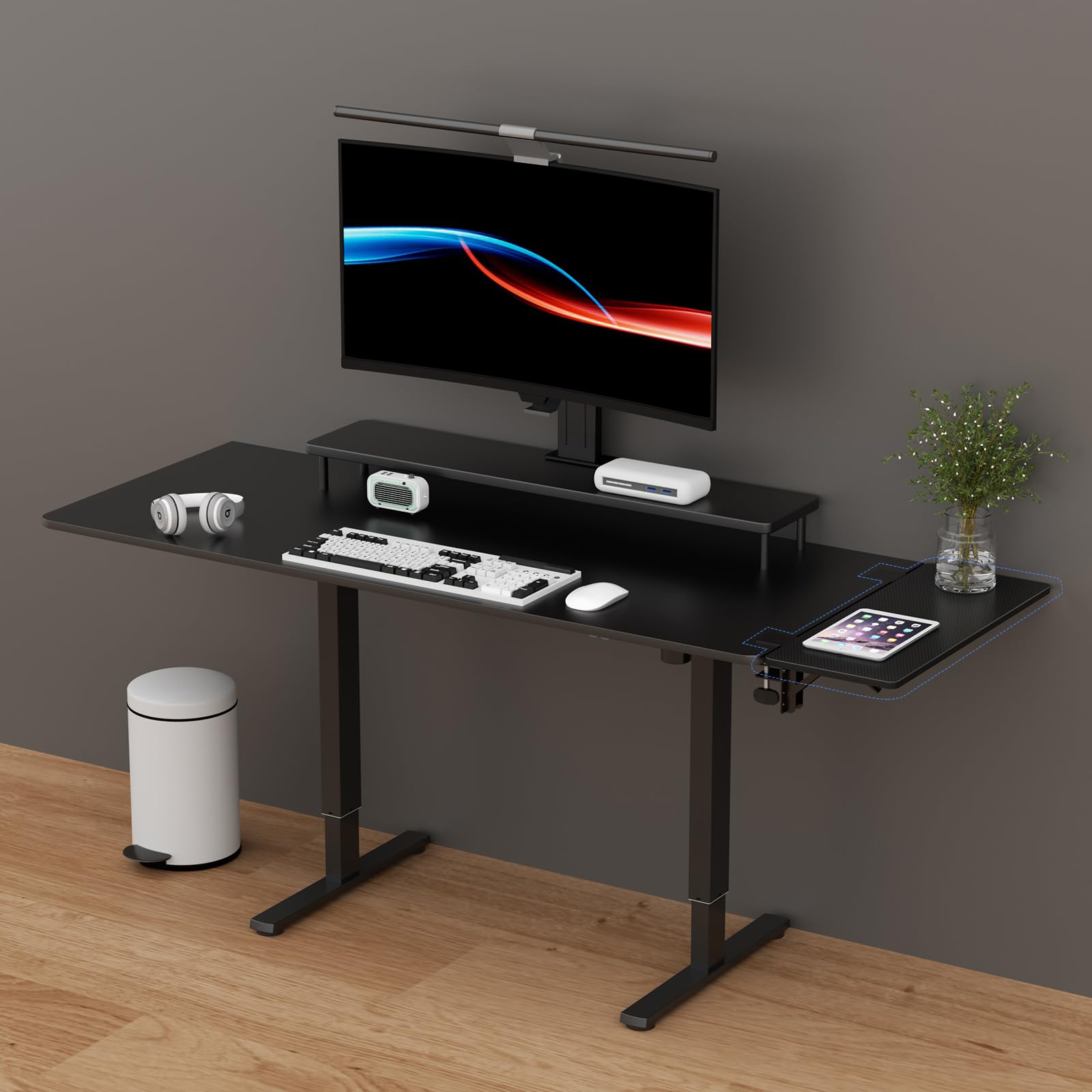 suptek Plateforme d'extension de Bureau, Plateau d'extension de Bureau Ergonomique, Extension de Bureau à Pince 240 x 600 mm, Plate-Forme de Plateau de Clavier Pliable, Adaptée aux Bureaux, DSF3L