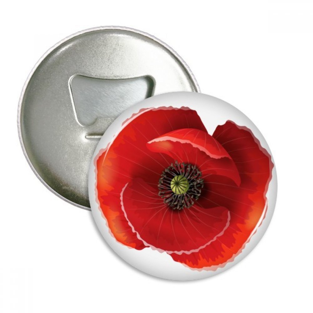 Broche badge coquelicot rouge décapsuleur aimanté idée cadeau