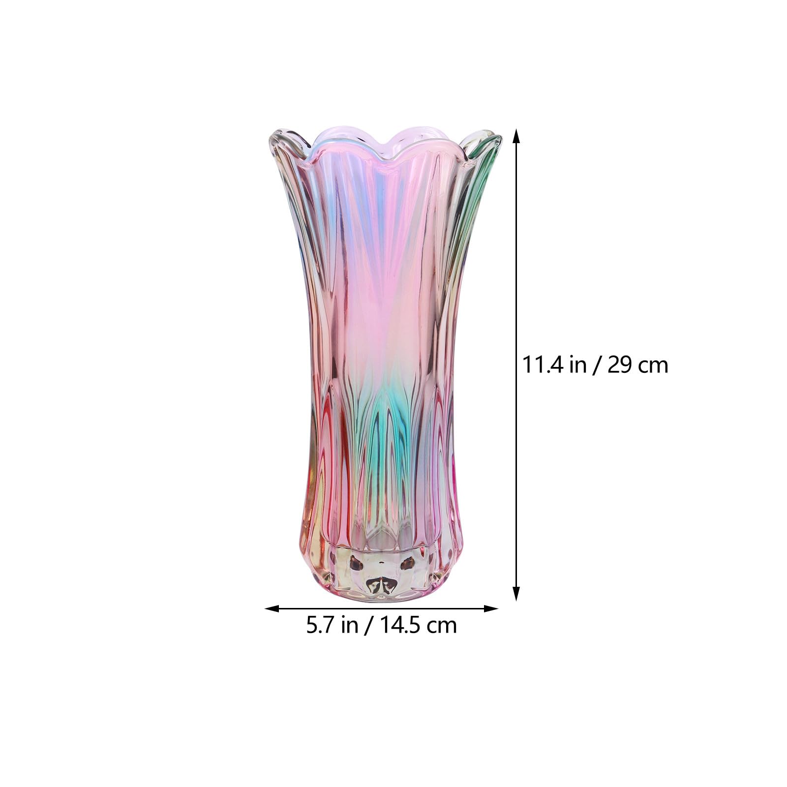 Dekorative Glasvase aus Dickem Kristallglas mit Buntem Federmuster Einfache Stil Blumenvase für Blumen und Grüne Pflanzen als Tisch und Szenendekoration