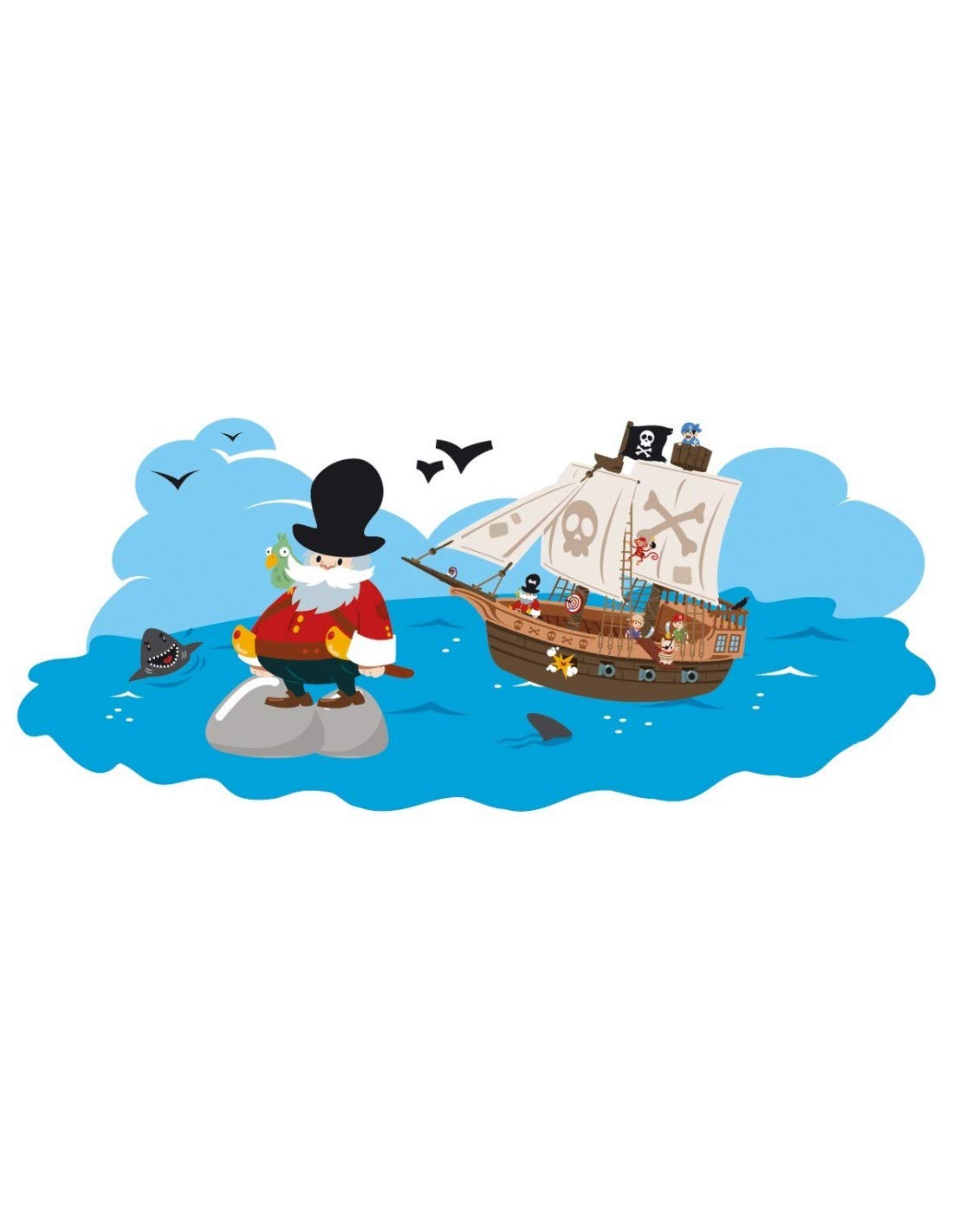 Sticker paysage pirate panoramique de 127x55 cm pour décor enfantin