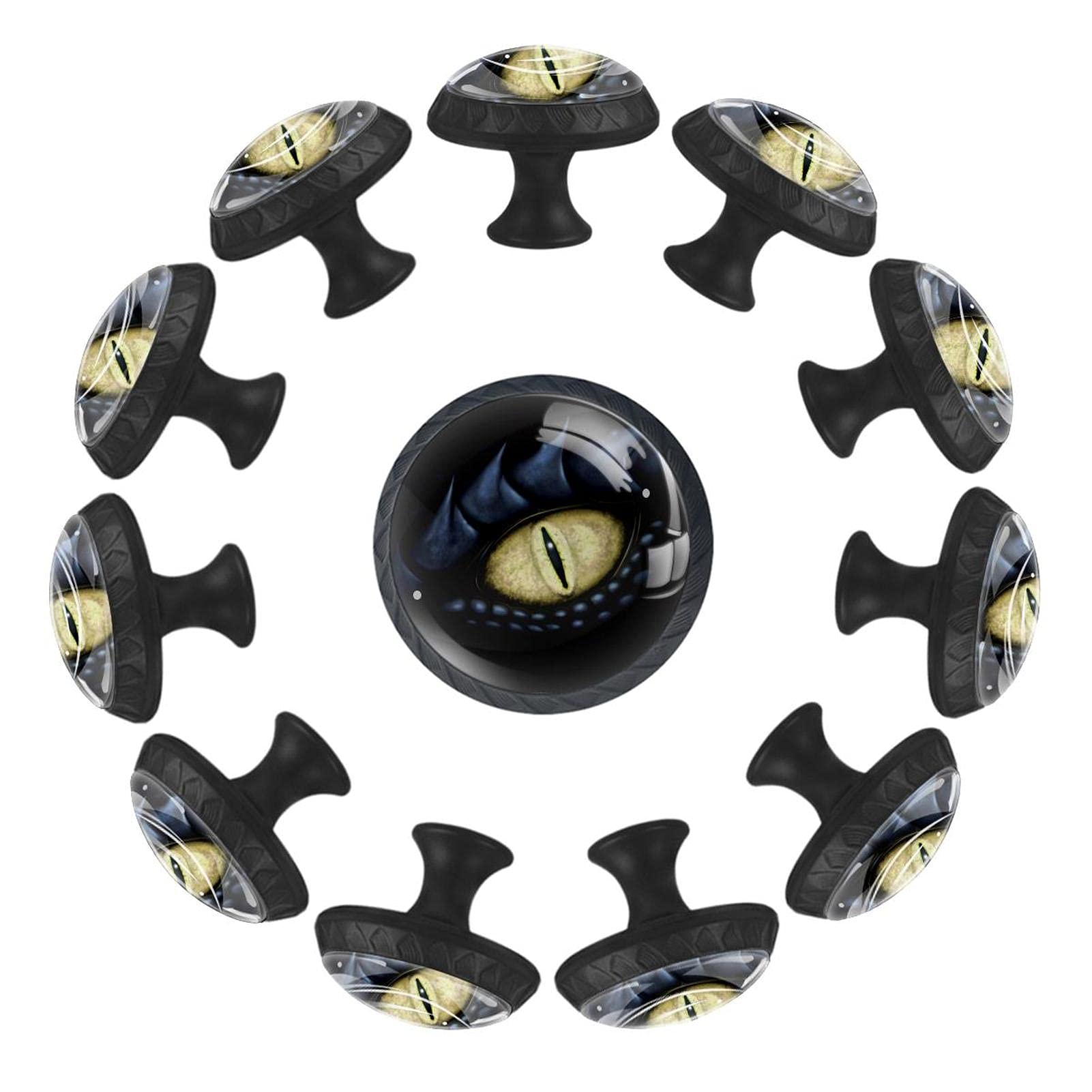 Boutons de tiroir œil de dragon jaune pour une décoration ludique en salle de jeux