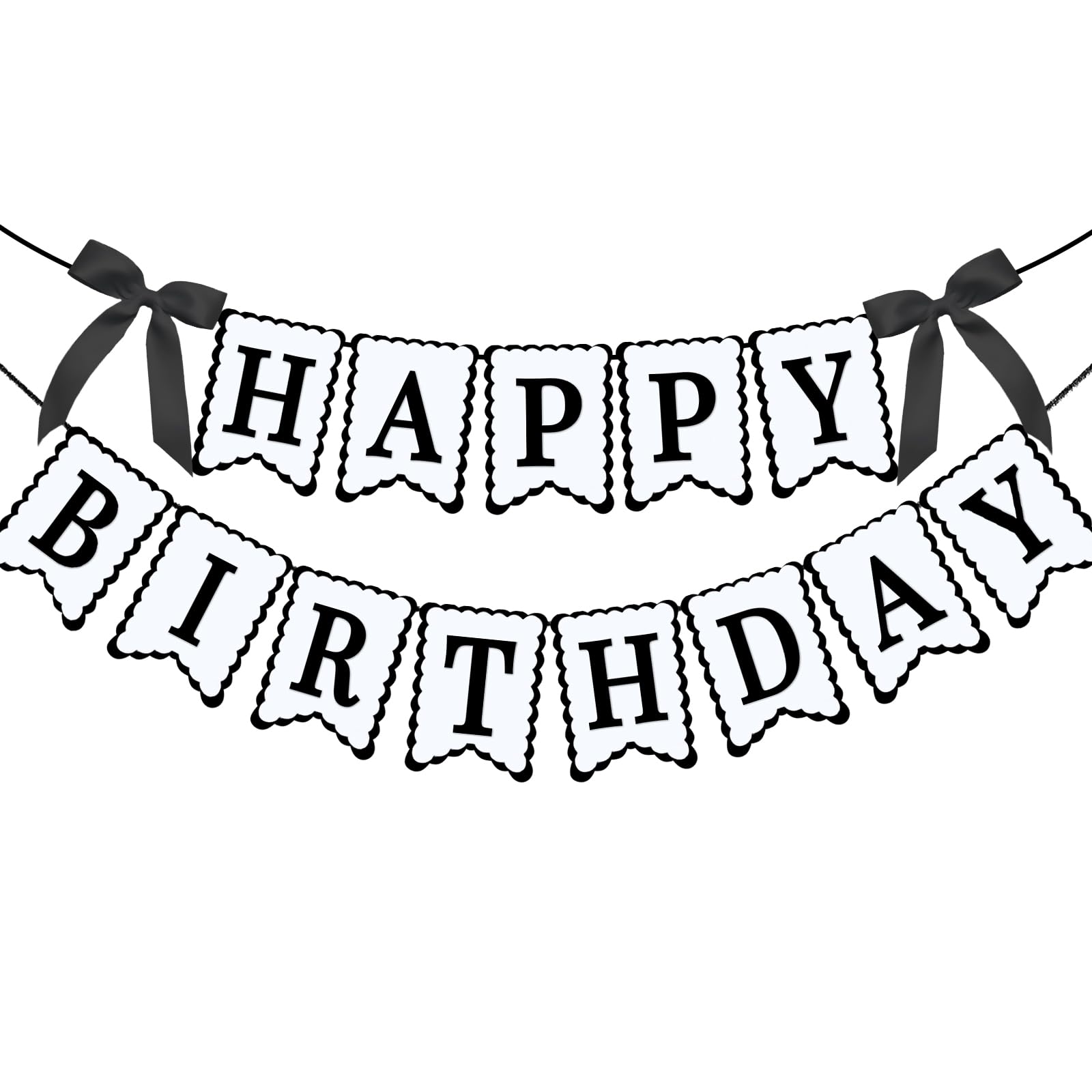 Tazuxetuqe Bows Best Wishes For A Birthday Banner Ribbons Decorations Black Garlands For Women Girls Party Celebration