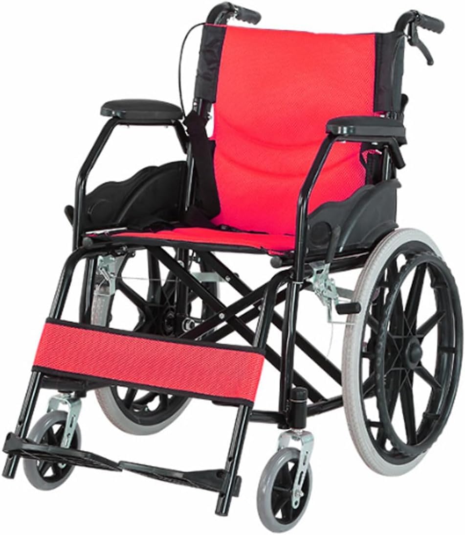 Mobilne Lekkie Wózki Inwalidzkie Dla Seniorów Składany Ręczny Wózek Inwalidzki/Red