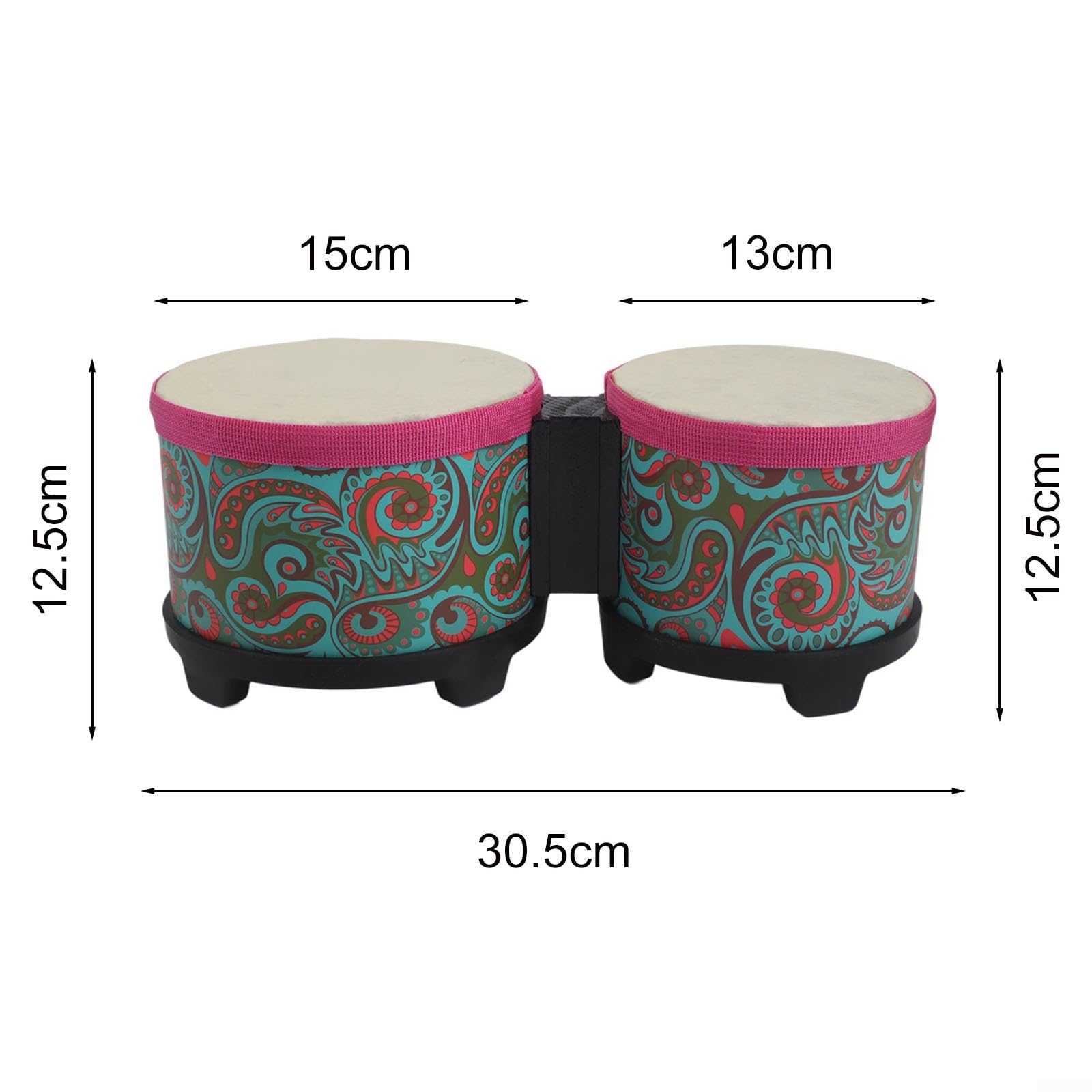 Bongo Drums Percussion Instrument mit Unterwasserwelt Muster 5 6 Zoll Gummi und ABS Kompaktes leichtes pädagogisches Schlagzeug Set für Anfänger und Enthusiasten Einfach zu (Blaue Textur)