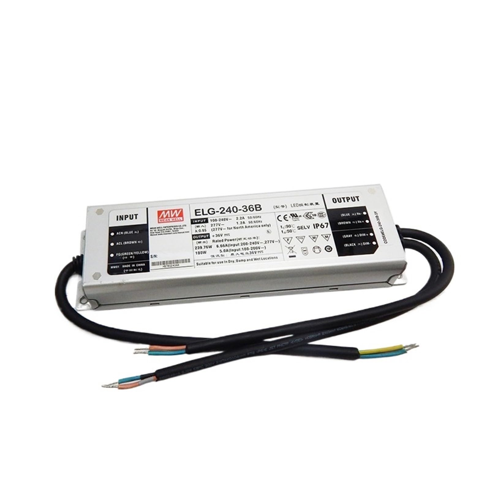 Fcarumiqp One Color Elg-240-42Ab 240W Led Dimming Power Supply 110V/220Vac To 42Vdc 5.71A Waterproof Ip65 Meanwell Adjustable Led Driver