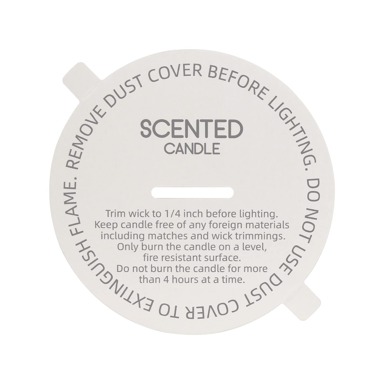 CandMakCandle Dust Covers, 160pcs Printed White Matte Candle Dust Lid with Pull Tab for Candle Making (2.625")