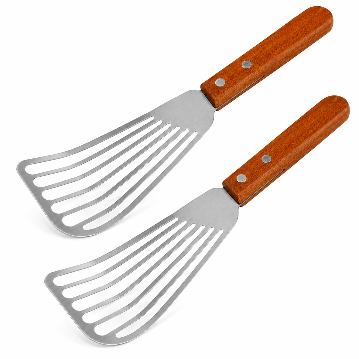 Maine Man Angled Fish Spatulas, 18/8 Stainless Steel Blades, For Delicate Foods, Draining Liquids, And Everyday Cooking, Set Of 2