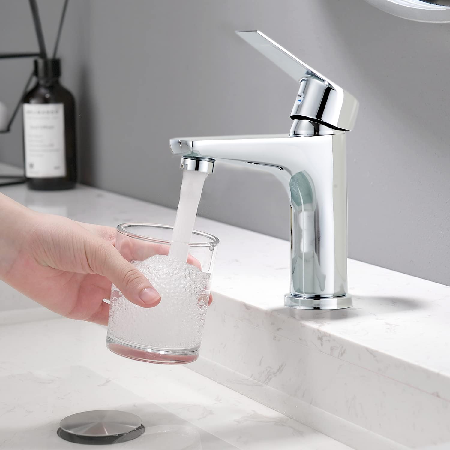 Wasserhahn Bad Einhebelarmatur - Chrom Mischbatterie Wassersparend