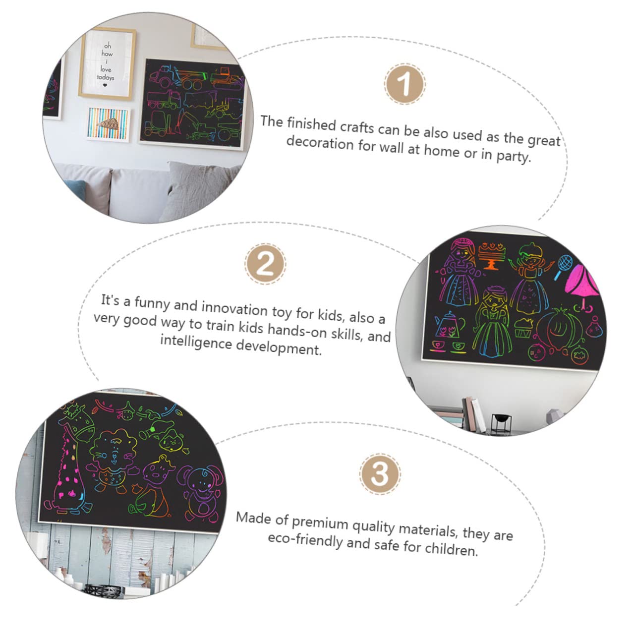 Toddmomy 55pcs Tools Set Scratch Painting Supplies Wooden Stylus Safe for Boys and Girls