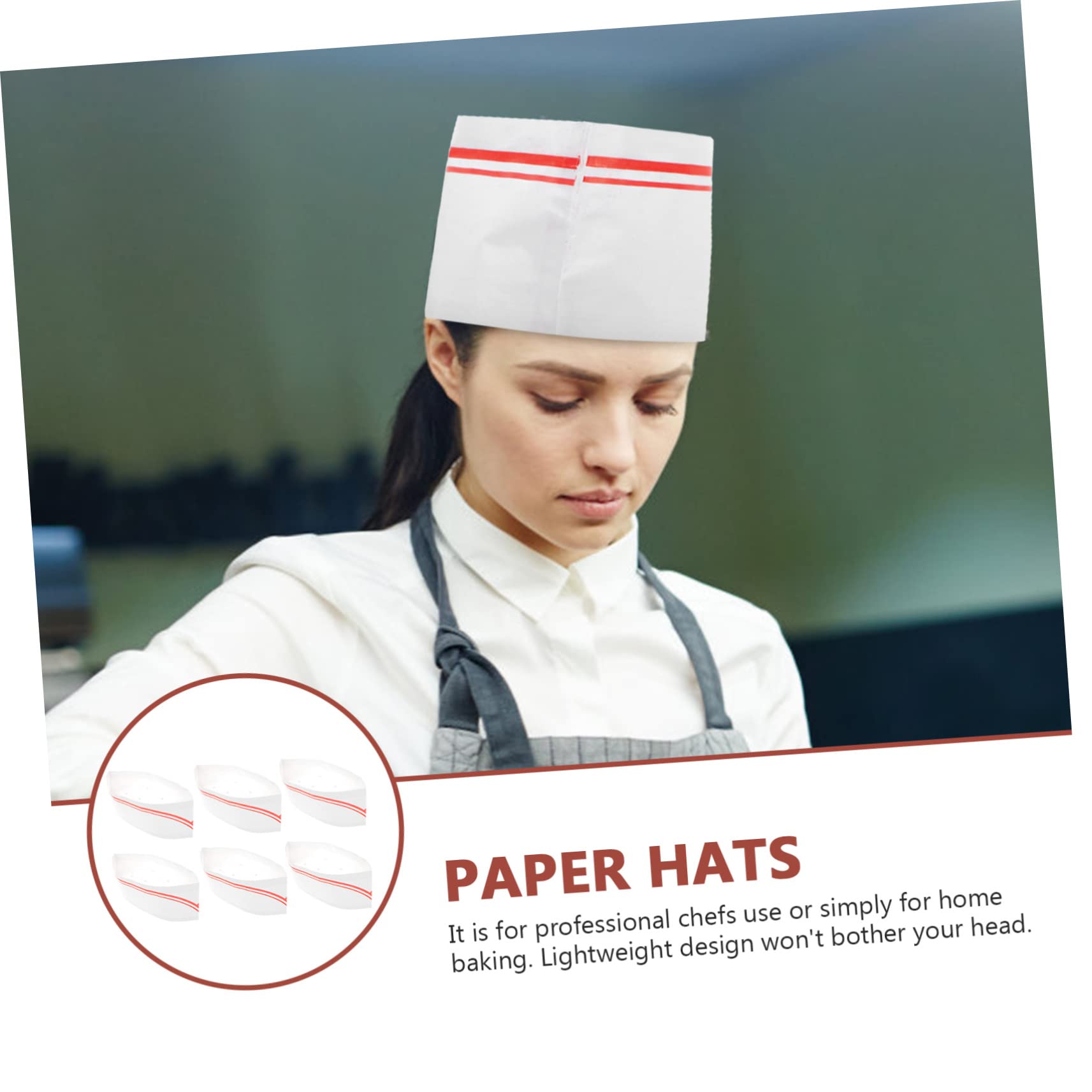 80piezas Sombreros De Papel para Chef Gorros De Cocina Desechables Borde para Restaurantes y Catering