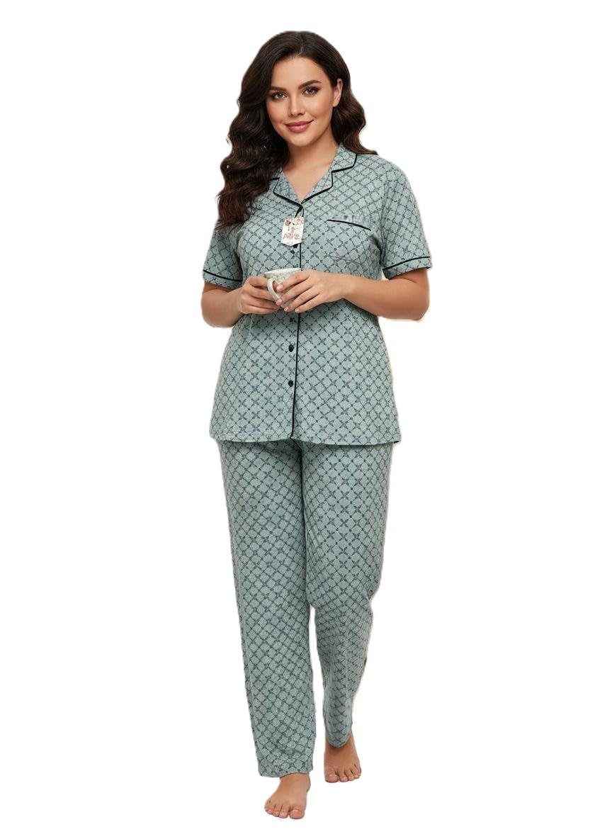 Women’s Cotton Night Suit Set with Half Sleeve Shirt and Pyjama | Soft Breathable Sleepwear Set for Ladies | Comfortable Summer Night Dress Pajama Set for Women’s Home Lounge Wear-picture-17