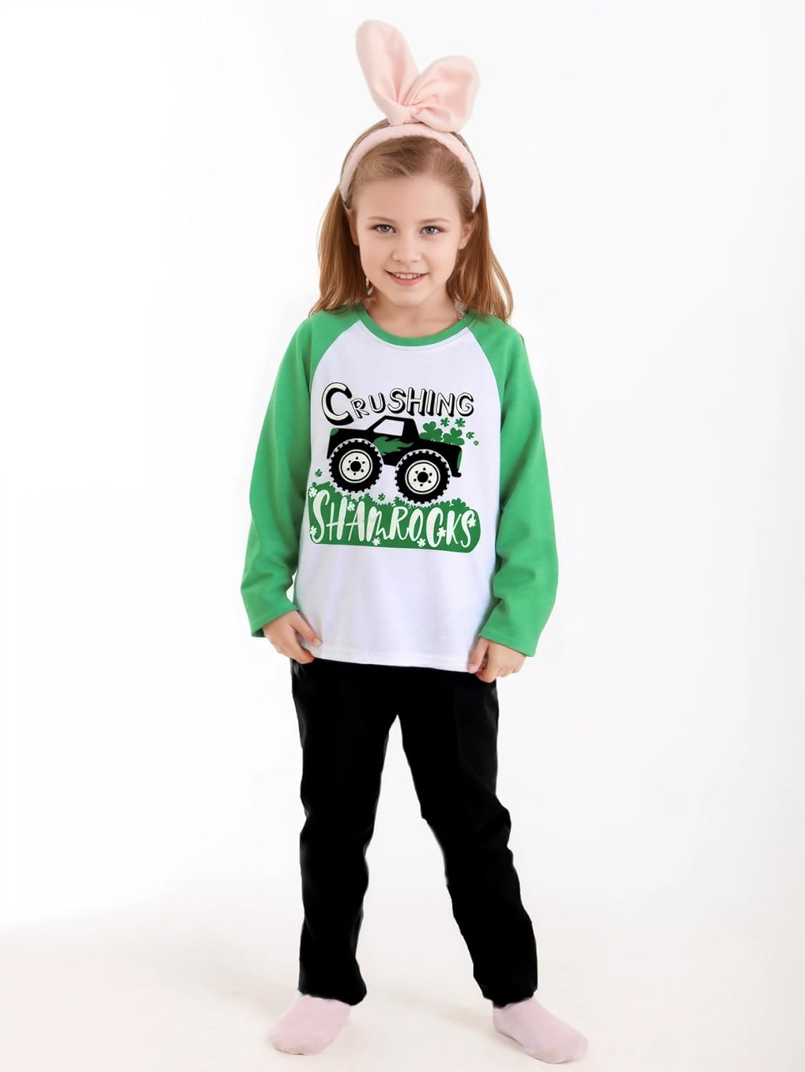 Kids St Patricks Day Shirt Girls Boys Patrick's Shamrock Clover Monster Truck Dinosaur Toddler Long Sleeve 2-7T - Image 5