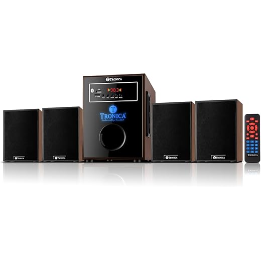 Elwood 4.1 Bluetooth Home Theatre System by TRONICA - 8mm Handcrafted Wood, Supports pendrive/Aux/Fm with Remote