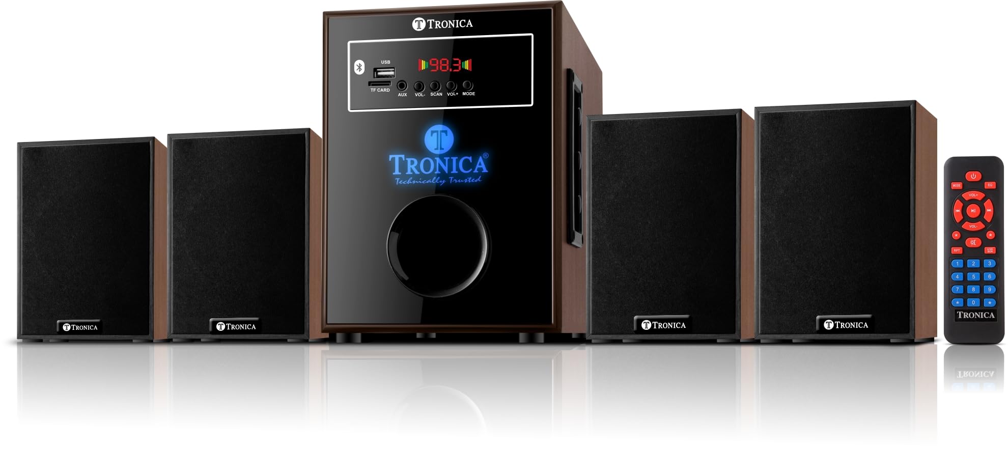 Elwood 4.1 Bluetooth Home Theatre System by TRONICA - 8mm Handcrafted Wood, Supports pendrive/Aux/Fm with Remote (B0CGV5PLVB) Amazon Price History, Amazon Price Tracker