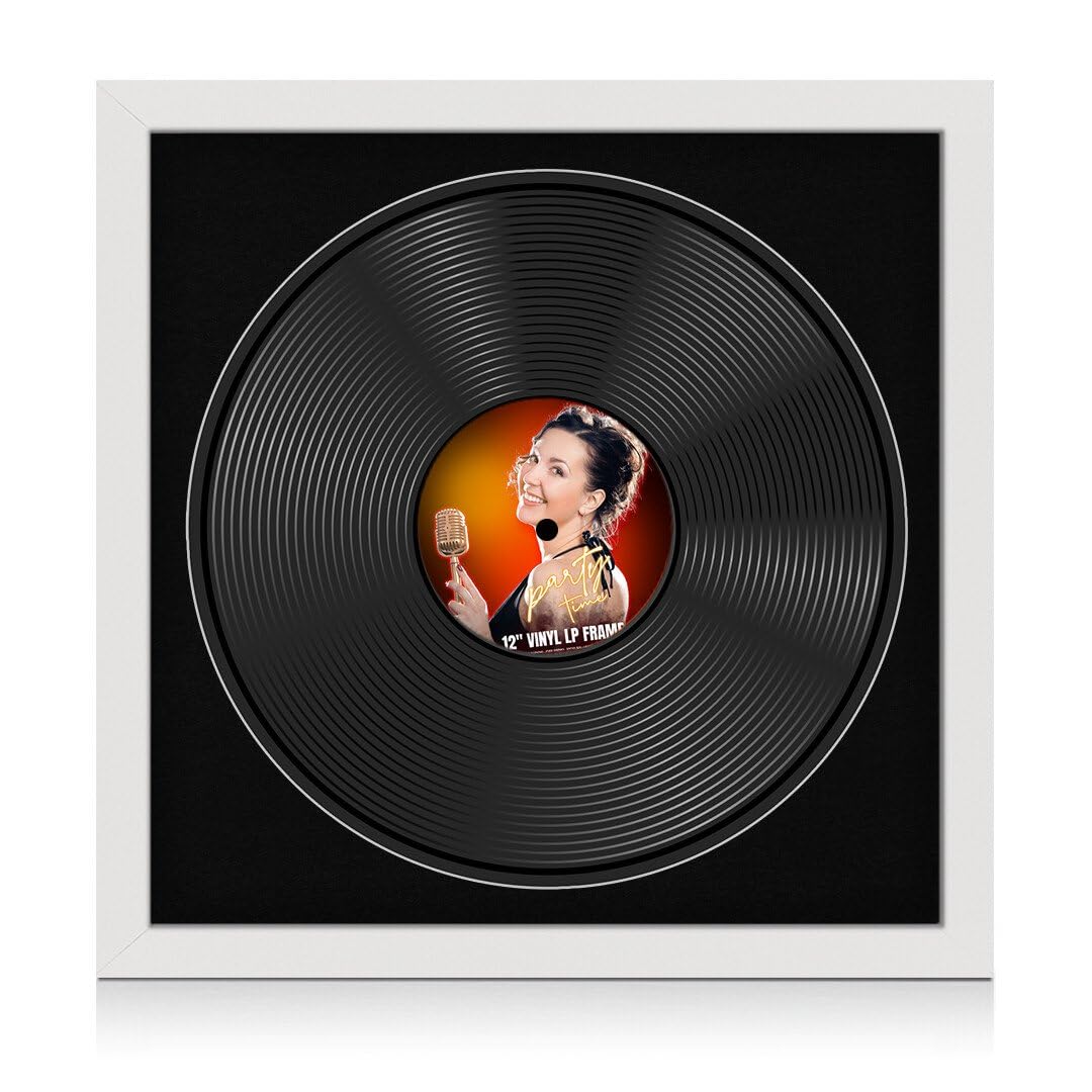 Procut Global 16X16" White Vinyl Record Frame for 12 Inch LP Disc- Round Display Photo Frame for Vinyl CD Records - Engineered Wood, Shatterproof Perspex Front -Music Lover Gift & Home Décor — image 1