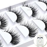 ICYCHEER 5 pairs 手作り3dリアルミンク5ペアつけまつげ再利用可能なソフトロングナチュラルルックブラック偽まつげ翼メッシー