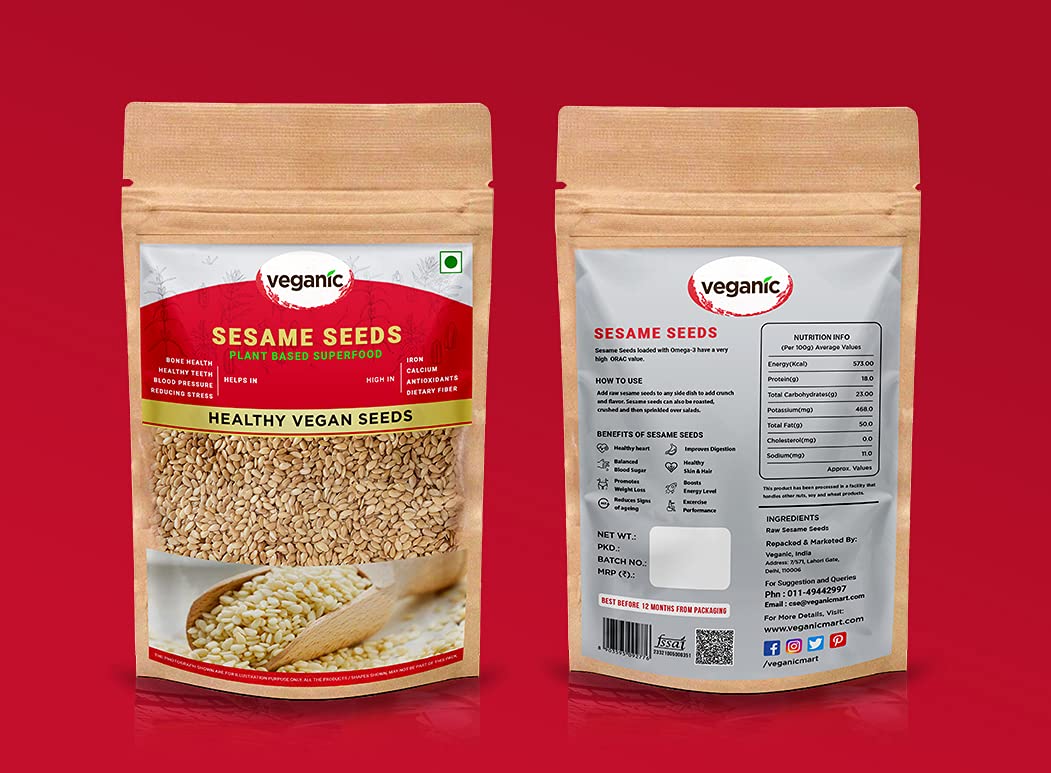 Veganic Roasted Sesame Seeds | White Sesame Seeds | Roasted White Til For Eating - 400gm - Image 3 thumbnail