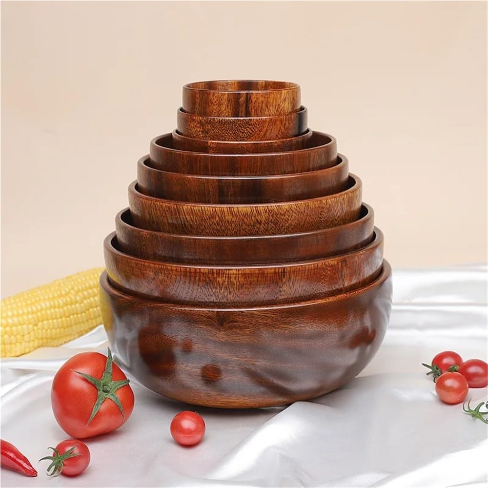 Fruitero de madera, Ensalada de madera y frutero Cuencos for servir Centro mesa estilo granja(16cm7cm)