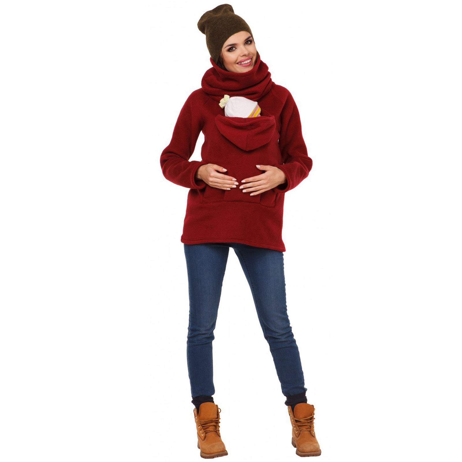 Giacca Marsupio 2 In 1 DXMCC - In Pile, Per Gravidanza E Portare Il Bebè, Con Cappuccio - Foto 9