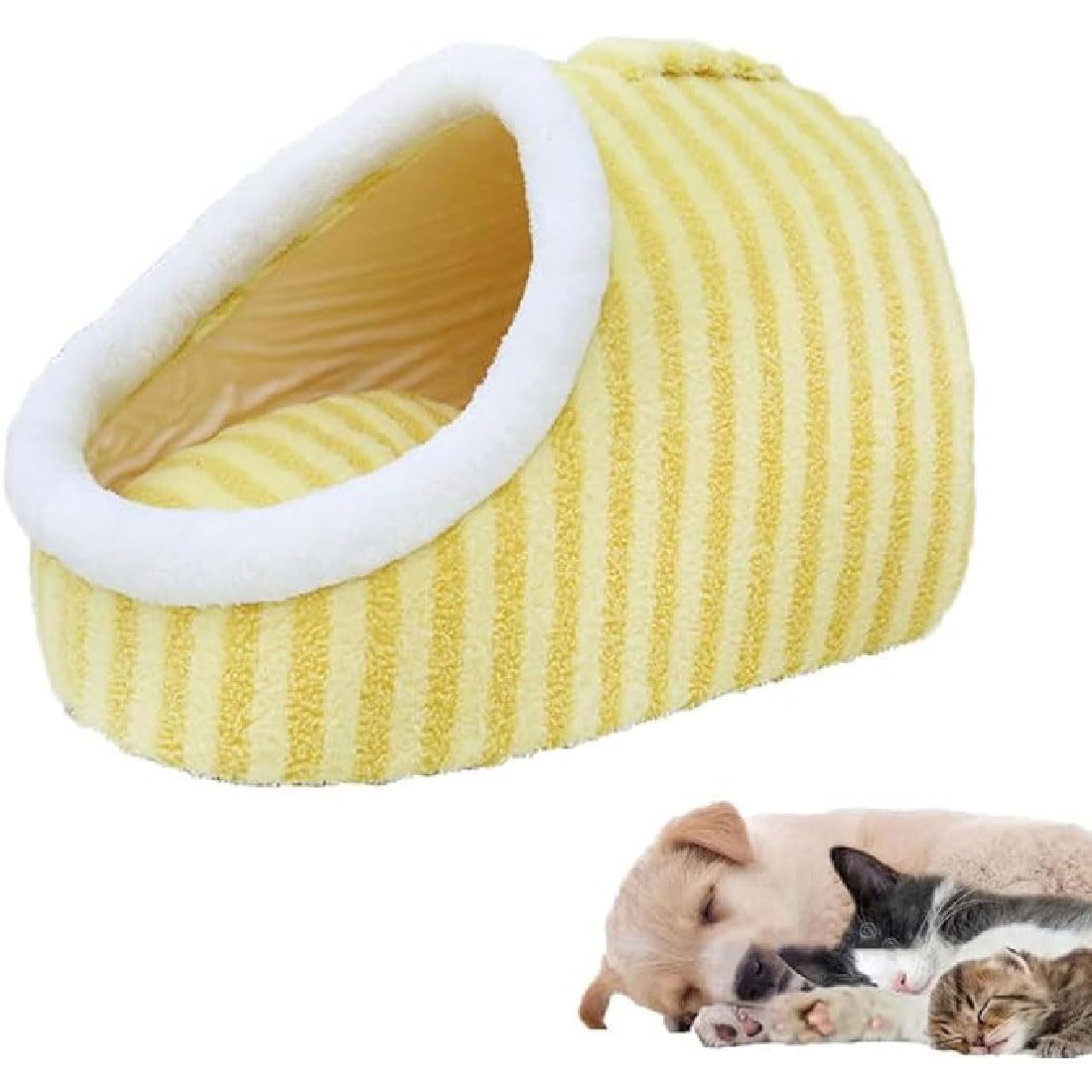 Zentric Cozy Hideaway Pet Bed,Cozy Pet Hideaway Bed for Dogs,Dog Bed with Cover Cave,Non-Slip Soft Pet Slipper Cave Bed,Indoor Pet Nest Bed,Removable Washable Beds for Small Medium Pets (Yellow, L)