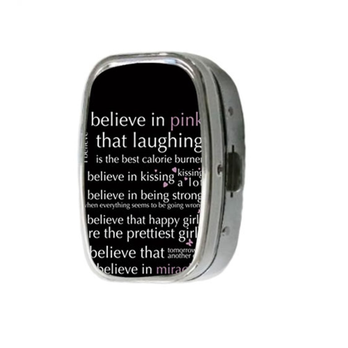 Audrey Hepburn Quote Custom Unique Stainless Steel fashion square Pill Box Medicine Tablet Holder Decorative Metal Organizer
