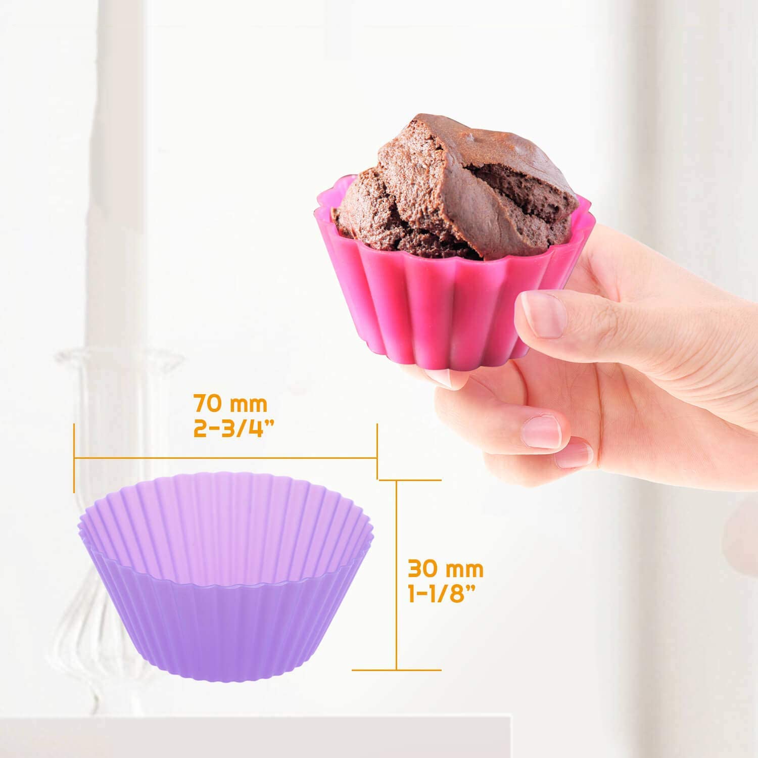 AVANA Grandi stampi riutilizzabili per muffin in silicone