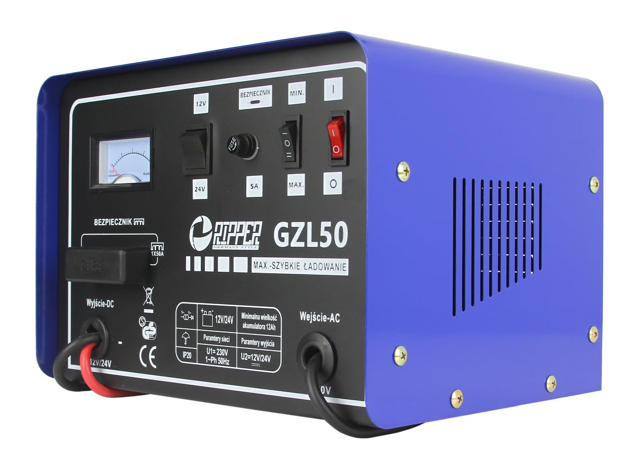 Cargador de coche con carga rápida | 12-24 V | corriente máxima 50 A | portátil | azul