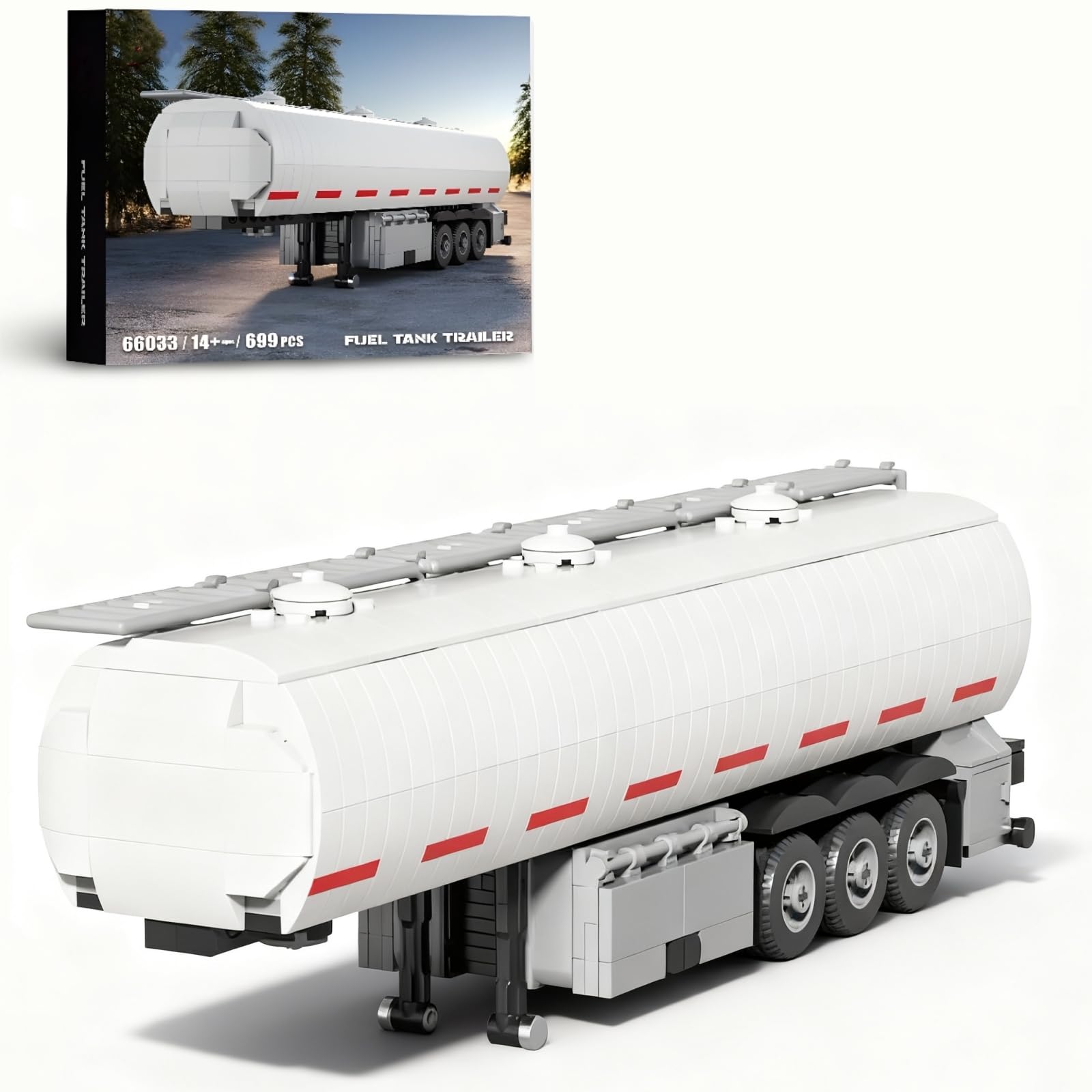 Ebortsin European Fuel Tank Trailer Truck Building Set, City Trailer Truck Building Blocks Combinable, 699 Pieces City Series Model Home Decor, Gift for Adults and Car Enthusiasts