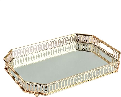 Baoblaze Bandeja de espejo para perfume de tocador, bandeja de espejo decorativa para organizador de almacenamiento y exhibición, cosméticos,