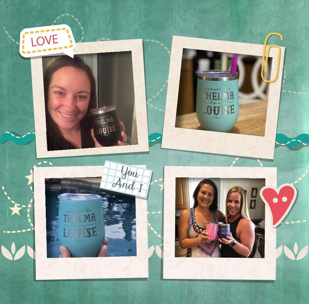 Buу 2 gеt 3 Piper Lou | You Are The Thelma to my Louise, Stainless Steel Insulated Wine Cup with Lid - Teal | 12 Oz.