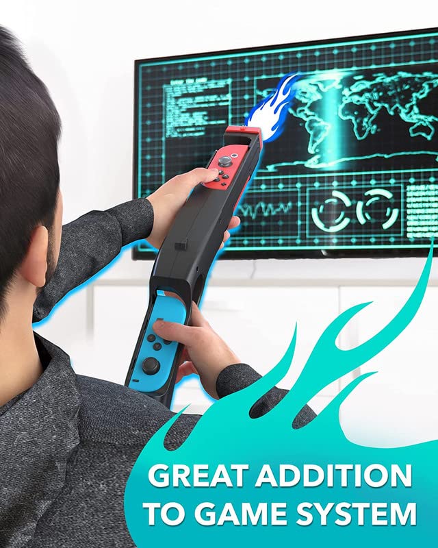 Skywin Gun Controller for N-Switch JoyCons - Compatible with Nintendo Switch Gun Shooting Games (Black)