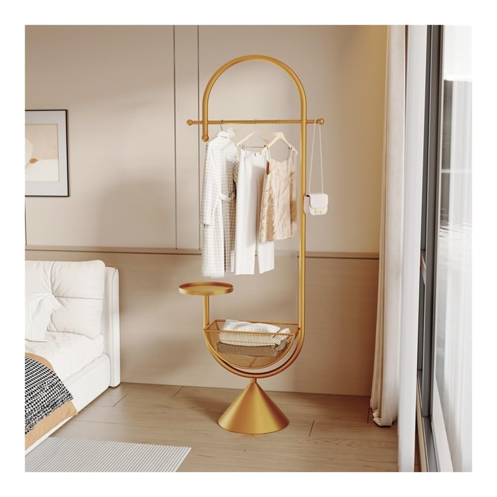 DFHS46JK Hat Rack Indoor Clothes Hanger Entrance Storage Floor Small Room Creative Vertical Coat Rack for Office(Gold)