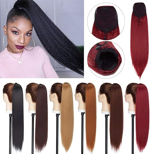 Hairro Extensión de cabello con cordón de 18 pulgadas #BURGUNDY