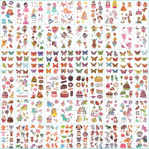 More than 500 patterns (60 Sheets) of temporary tattoo stickers are gifts for boys and girls, and Princess, butterfly and animal tattoos are prepared...