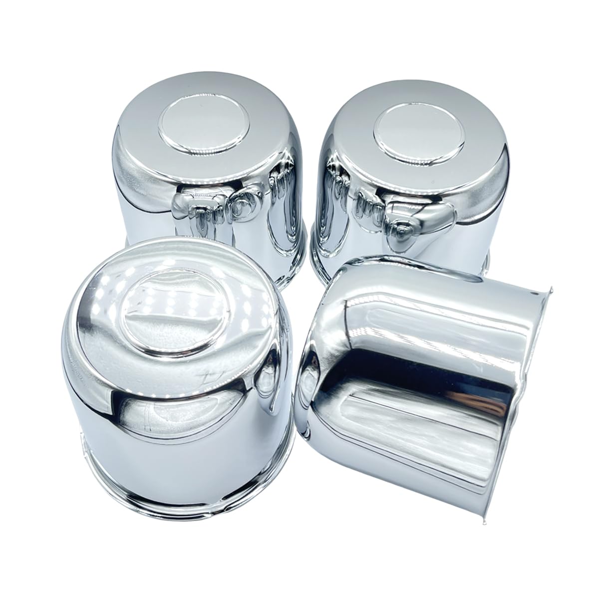 4 Pack 4.90 Inch Center Caps Push Through for Trailer Truck RV Wheels Rims 4.90" Center Bore Chrome Steel