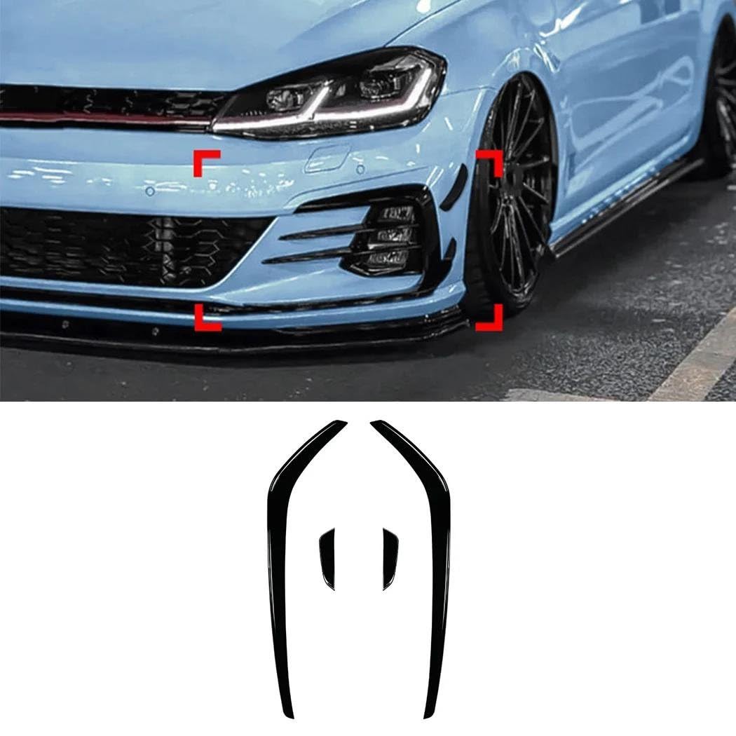 Lame Latérale De Pare-Chocs Avant avec Aérateur pour VW pour Golf 7.5 GTI GTD 2017 2018 2019(Glossy Black)