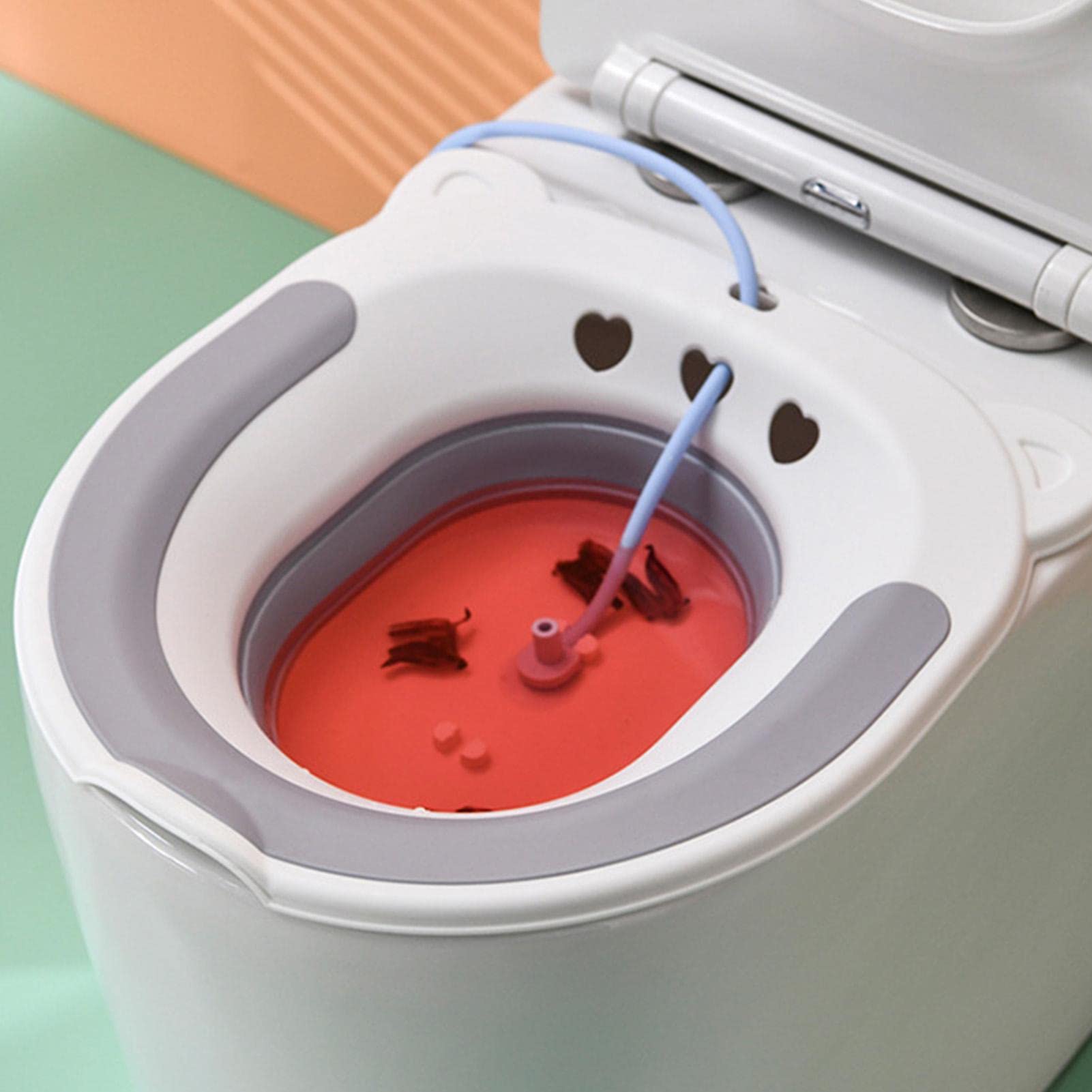 Semicupio per le emorroidi,Bagno Sitz Emorroidi Pieghevole, Si Siede Vasca Da Bagno Per Un Sollievo Lenitivo - Con Flusher, Sits Bath Pan si adatta alla maggior parte dei WC, WC da bagno Sitz Rianpesn