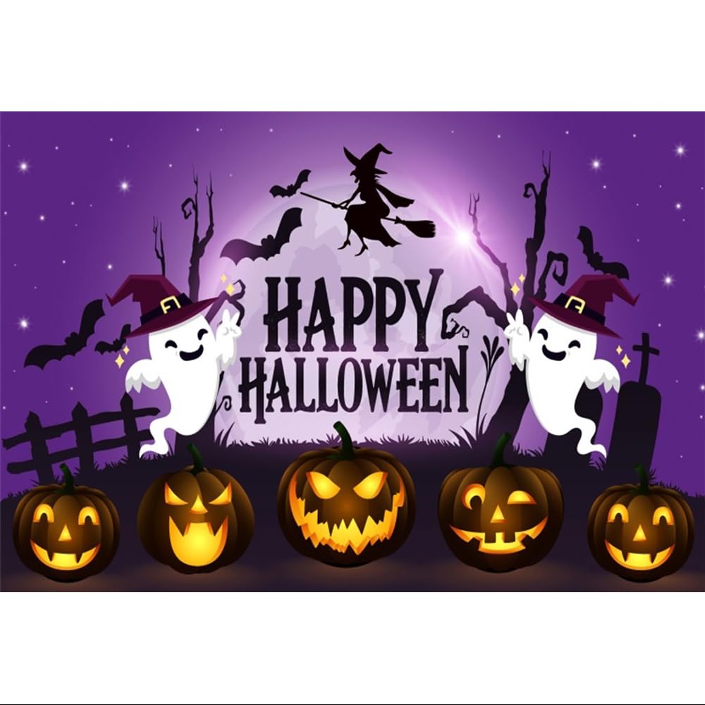 Amazon | Qinunipoto 背景布 ハロウィン 紫柄 ハロウィーンの背景
