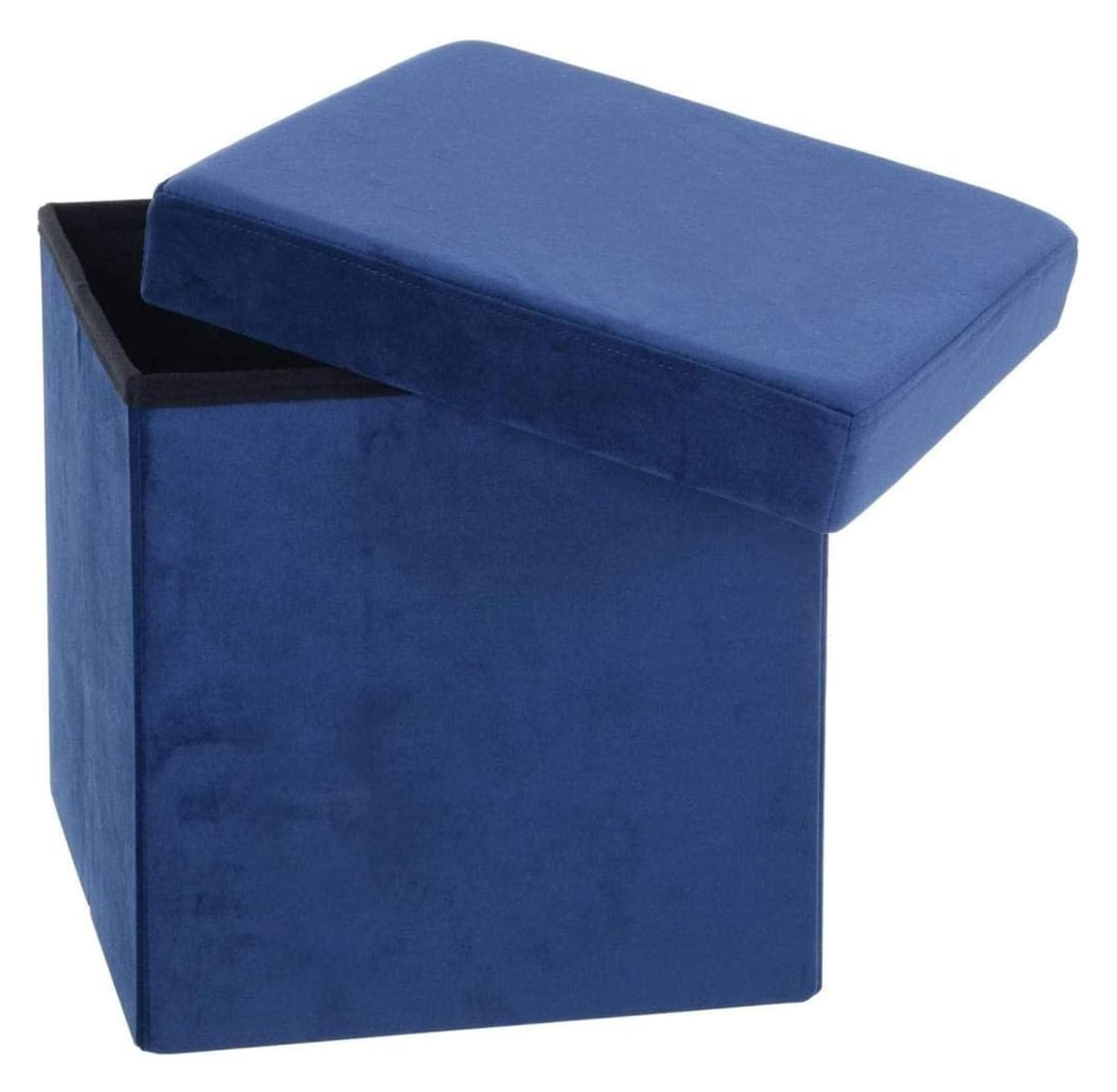 Taburete Plegable Verde Oscuro con Almacenamiento, Cubo de 38 cm con Funda de Tela de Terciopelo, Tapa Acolchada, Asiento Adicional Ideal, Taburete para pies, Caja de Juguetes, revistas, SIL