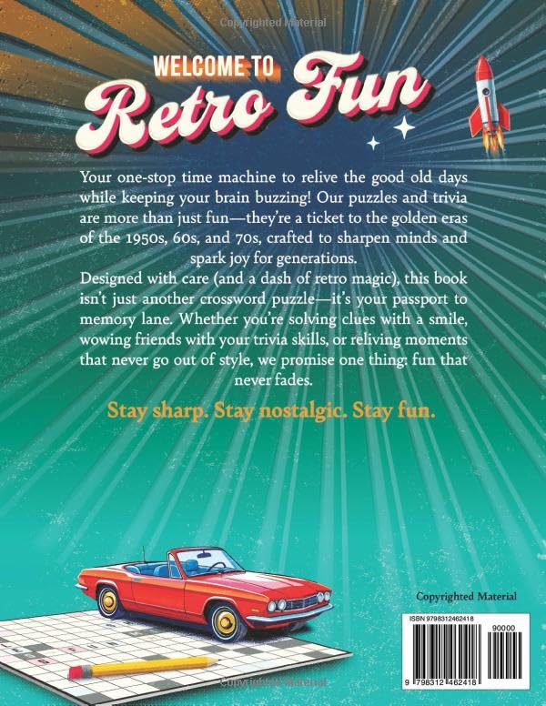Retro Fun Large Print Crossword Puzzle Book for Seniors & Adults: Unlock Nostalgic Memories From the 1950s-1990s to Keep Your Brain Buzzing (Timeless Gift for Seniors) - Image 2
