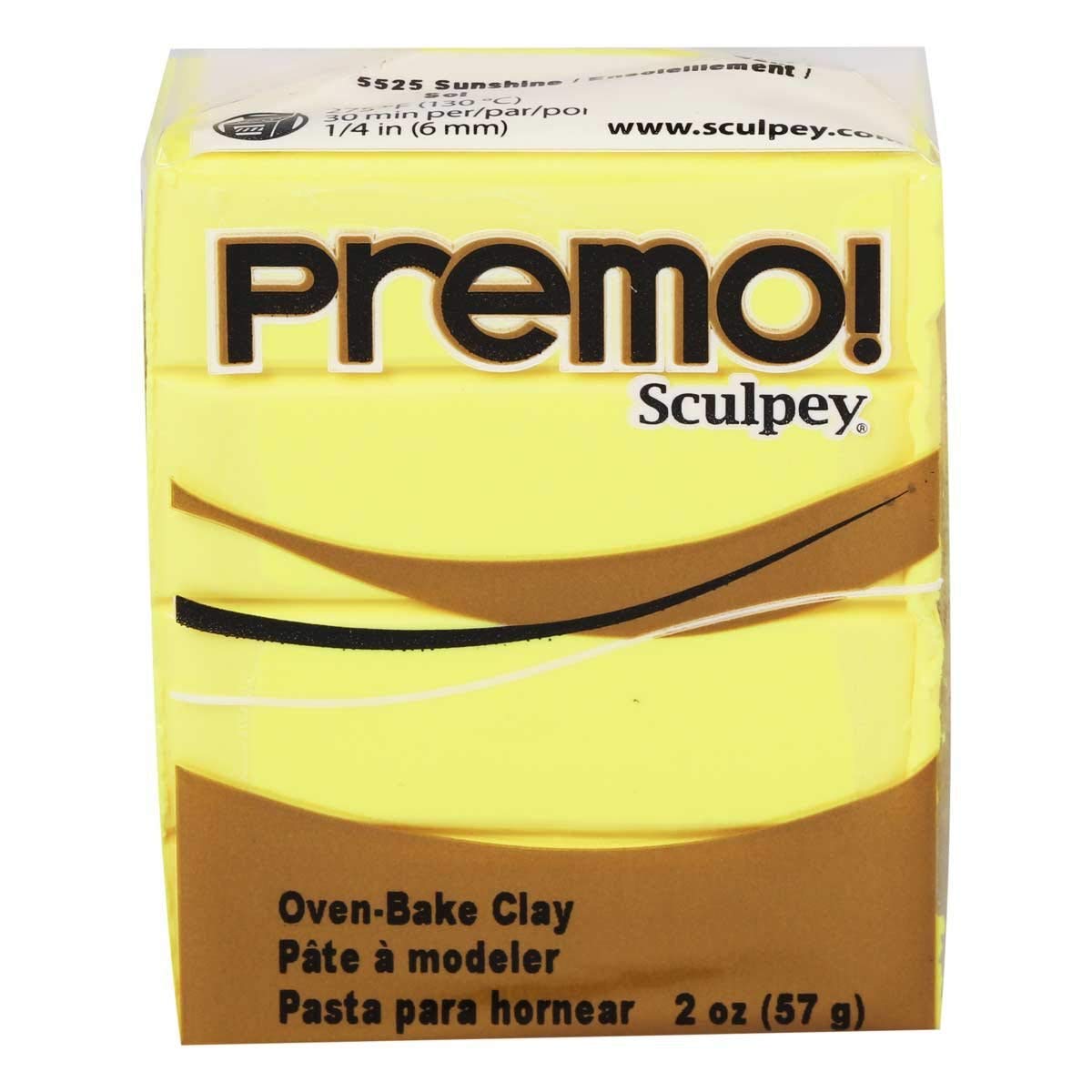 Sculpey Yellow Polyform 465014 Premo Polymer Clay 2 Ounces-Sunshine