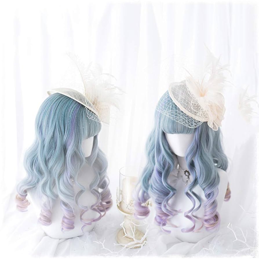 MONKEEP GALAXY ウィッグ コスプレ ロリータ 紫 青 Amazon.co.jp: ウィッグ ロリータ ロング カール ピンク 青 紺色