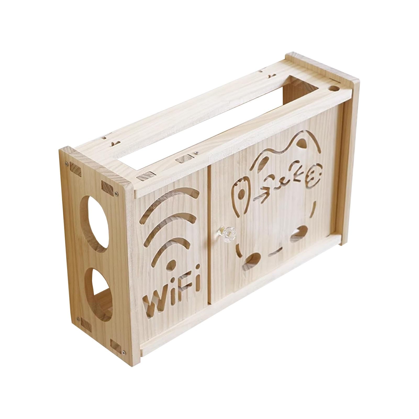 Wandmontiertes Router Regal – Steckdosen Versteckbox mit Kabellöchern, organisieren und verbinden für Router und Modem und Heimdekoration, schwebende Regale mit Halterung(36x11.5x24cm)