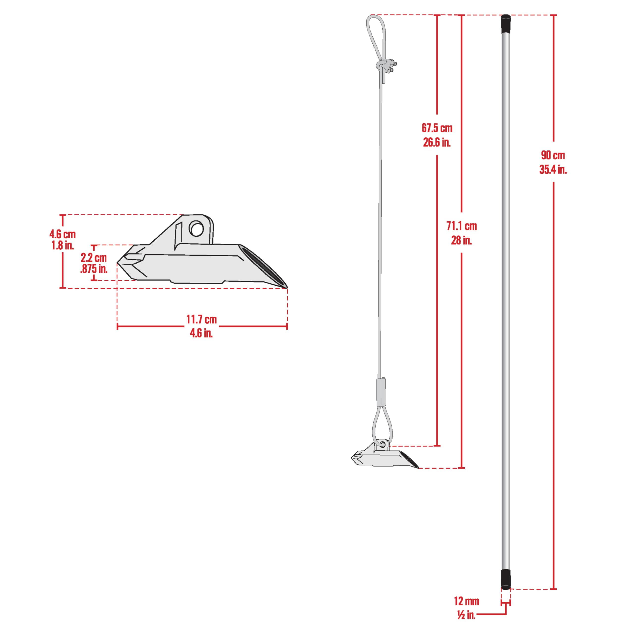 ShelterLogic Kit d'ancrage Easy Hook 4 pièces avec 4 colliers de serrage et tige d'entraînement 76,2 cm
