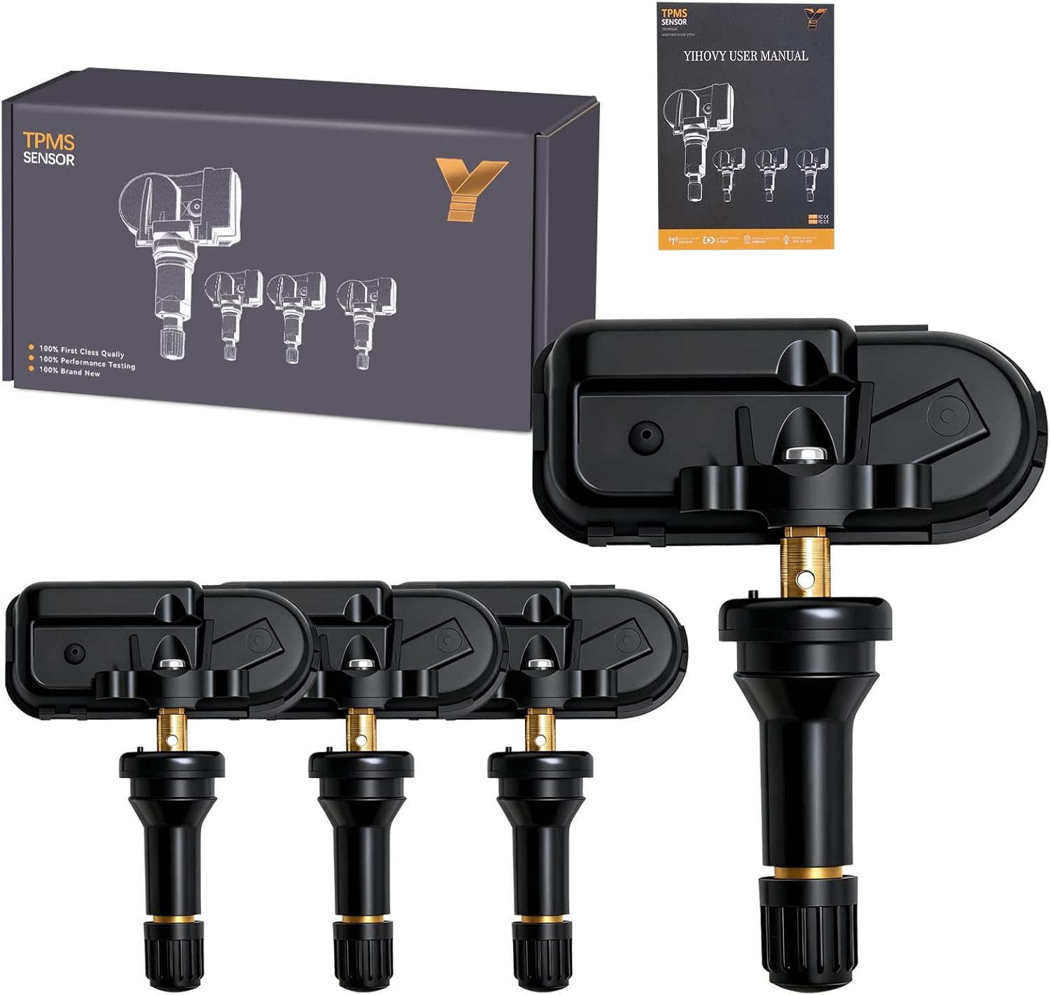 4PCS Pre-Programmed Tire Pressure Monitoring Sensor 433MHz 68249197AA TPMS Fit for Jeep 2016-2024 Cherokee, Fit for Ram 2016-2024 1500 Classic 2017-2023 2500 2014-2024 3500 2014-2018 4000&5500