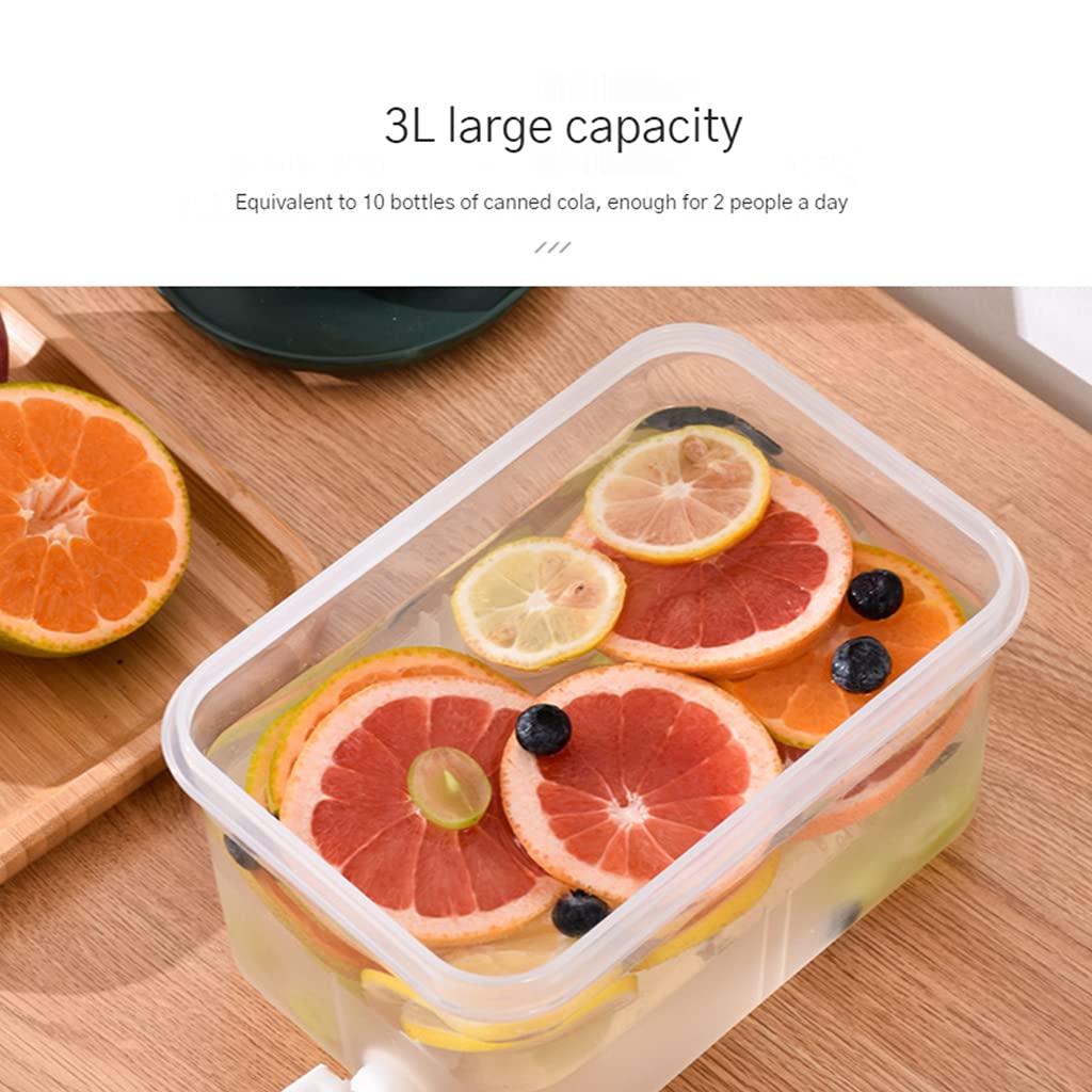 Distributore di bevande con rubinetto, Dispenser di acqua Frigo, Dispenser di acqua in plastica con coperchio, trasparente, per feste, matrimoni, ristorante (5L)
