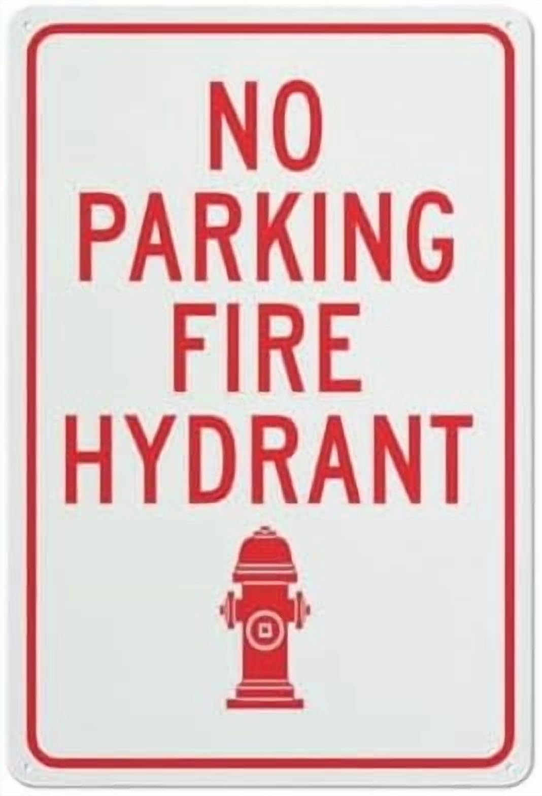 (2-Pack) Metal Tin Sign No Parking Fire Hydrant Sign For 8""X12""