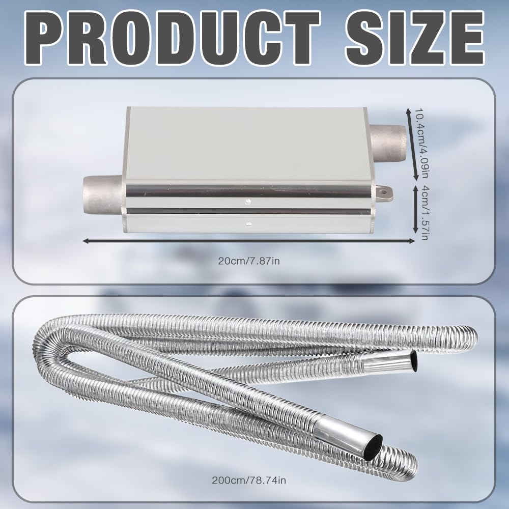 24 mm Silenziatore Scarico, Silenziatore per Tubo di Scarico, silenziatores del Riscaldatore di Parcheggio con Tubo di Scarico da 200 cm, Kit Silenziatore per Riscaldatore da Parcheggio